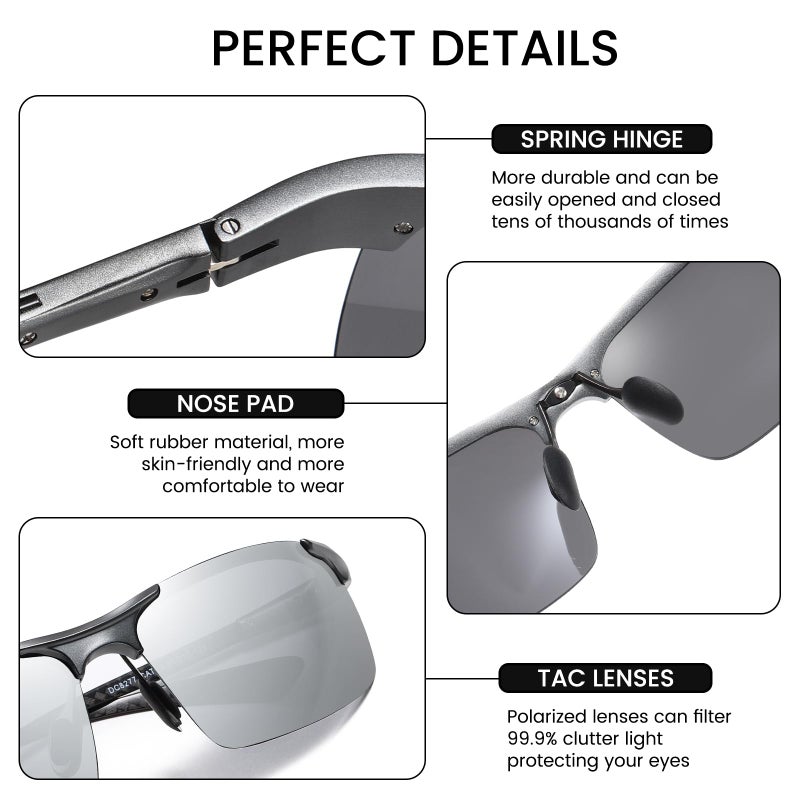 DUCO Mens Sunglasses Polarized Sports Fishing Running Driving Carbon Fiber Sunglasses for Men UV400 Protection DC8277 - Image 5